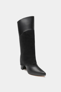 botas de piel color negro con tacón alto